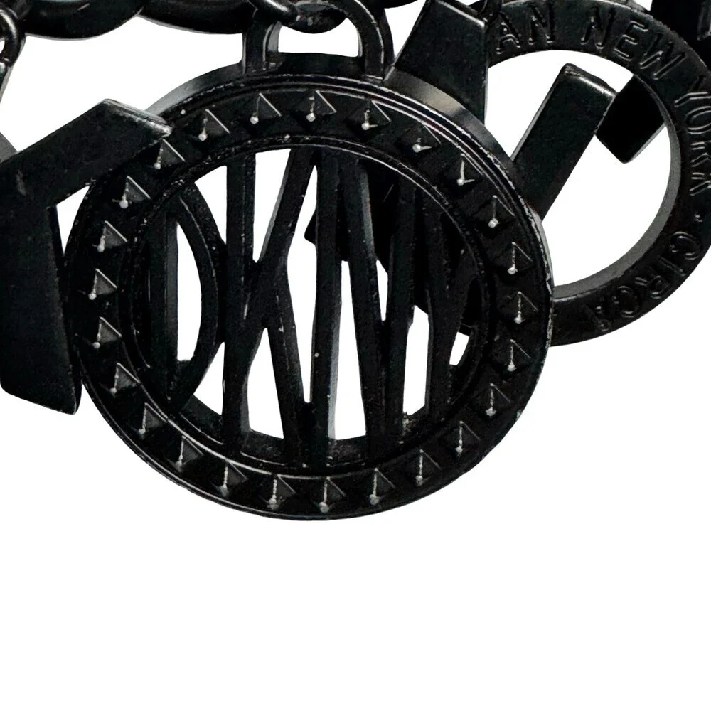 DKNY vintage Subway Token Logo Black Metal Chain Charm Belt 42